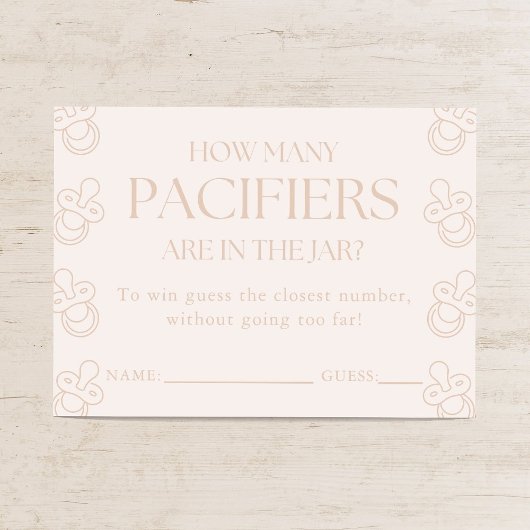 Guess How Many Pacifiers Girl Baby Shower Game Begleitkarte