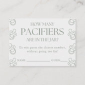 Guess How Many Pacifiers Sage Baby Shower Game Begleitkarte (Vorderseite)