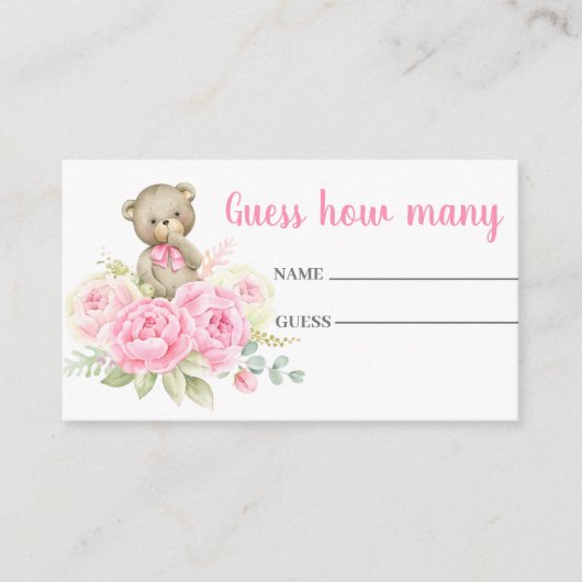 Guess how many pink bear card begleitkarte (Vorderseite)