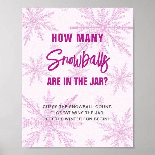 Guess How Many Snowballs Winter Baby Shower Poster (Vorne)