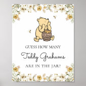 Guess How Many Teddy Bears Baby Shower Game Sign Poster (Vorne)