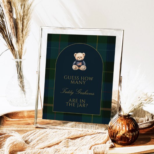 Guess How Many Teddy Bears Baby Shower Game Sign Poster