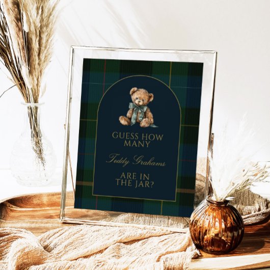 Guess How Many Teddy Bears Baby Shower Game Sign Poster