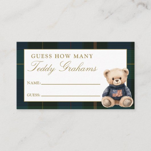 Guess How Many Teddy Grahams Baby Shower Game Begleitkarte (Vorderseite)