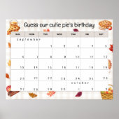 "guess our cutie pie's birthday" baby shower game poster (Vorne)