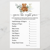 Guess Right Price Bear Greenery Baby Shower Game Flyer (Vorne)