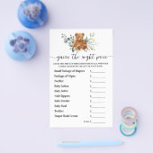 Guess Right Price Bear Greenery Baby Shower Game Flyer (Einzeln)
