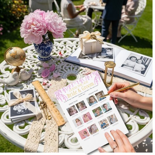 Guess the Age Bridal Shower Pink game Einladung