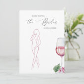 Guess The Dress Vino before Vows Bridal Game Einladung (Stehend Vorderseite)