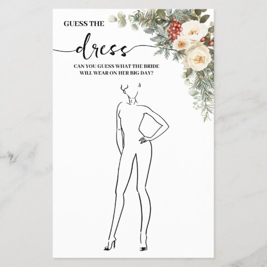 Guess the Dress Winter Bridal Shower Game Card Flyer (Vorne)