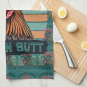 Guess What Chicken Butt Funny Retro Rooster Geschirrtuch (Viertel Falte)