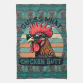 Guess What Chicken Butt Funny Retro Rooster Geschirrtuch (Vertikal)