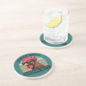 Guess What Chicken Butt Funny Retro Rooster Getränkeuntersetzer (Seite)