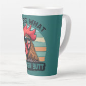 Guess What Chicken Butt Funny Retro Rooster Milchtasse (Rechte Ecke)