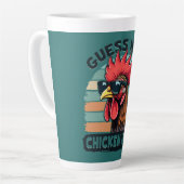 Guess What Chicken Butt Funny Retro Rooster Milchtasse (Linke Ecke)