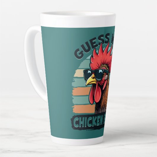 Guess What Chicken Butt Funny Retro Rooster Milchtasse (Linke Ecke)