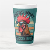 Guess What Chicken Butt Funny Retro Rooster Milchtasse (Vorderseite)