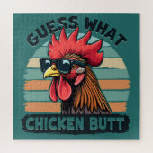 Guess What Chicken Butt Funny Retro Rooster Puzzle (Vertikal)
