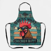 Guess What Chicken Butt Funny Retro Rooster Schürze (Vorderseite)