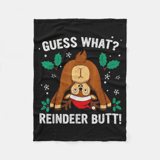 Guess What Reindeer Bu-tt Funny Christmas Family C Fleecedecke (Vorderseite)