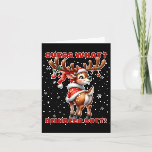 Guess What Reindeer Butt Funny Christmas Humor Red Karte (Vorderseite)