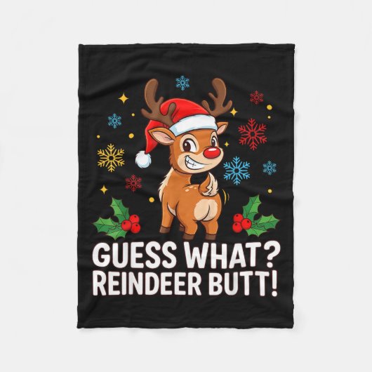 Guess What Reindeer Butt Funny Christmas Men Reind Fleecedecke (Vorderseite)