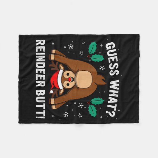 Guess What Reindeer Butt Mens &amp; Boys Funny Ugl Fleecedecke (Vorderseite (Horizontal))