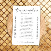 Guess Who Bride Or Groom Bachelorette Party Game Karte