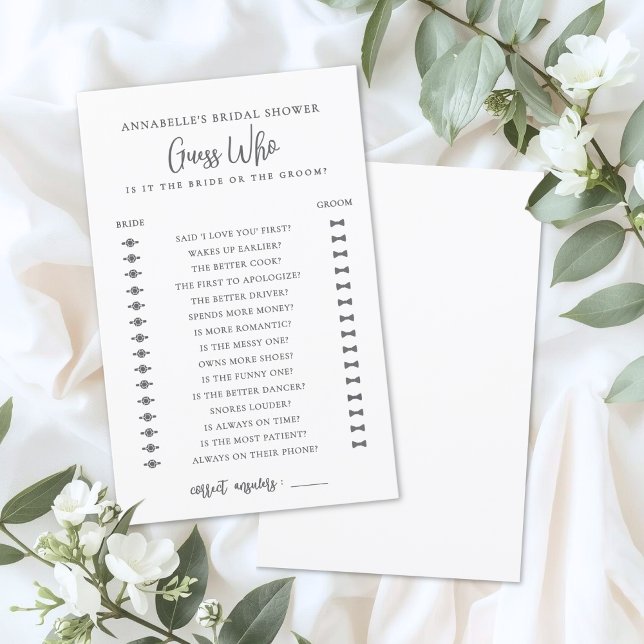 Guess Who Minimalist Bridal Shower Game (Guess Who Minimalist Bridal Shower Game)
