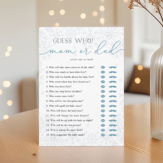 Guess Who? Mom or Dad Baby Shower Game Card Hinweiskarte