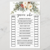 Guess Who Winter Floral Bridal Shower Game Card Flyer (Vorne)