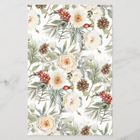 Guess Who Winter Floral Bridal Shower Game Card Flyer (Hinten)