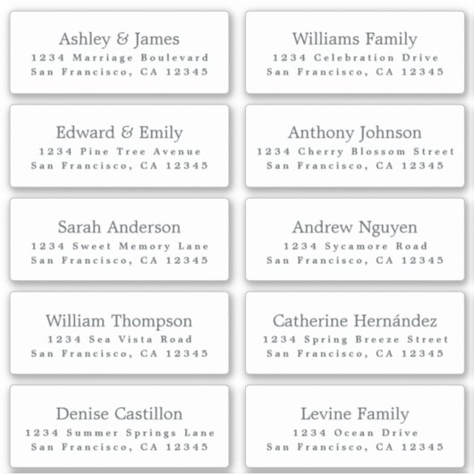 Guest Address Labels BESTELLEN Sie auf 6" oder 8"! (Vorderseite)