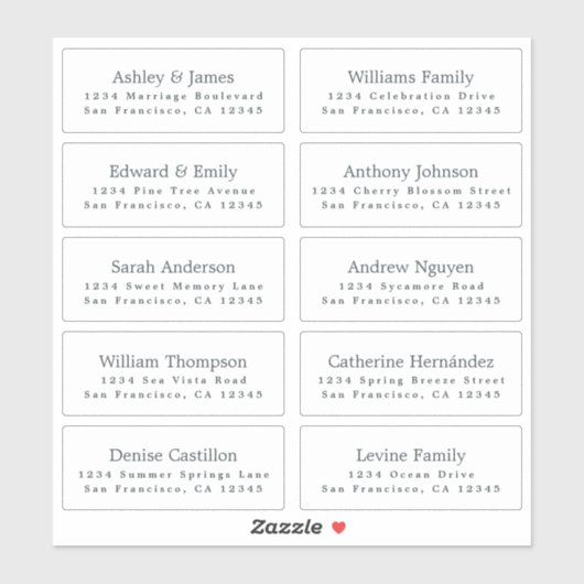 Guest Address Labels BESTELLEN Sie auf 6" oder 8"! (Blatt)