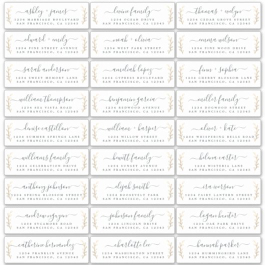 Guest Address Labels: BESTELLUNG AUF 14" oder 8" Aufkleber (Vorderseite)