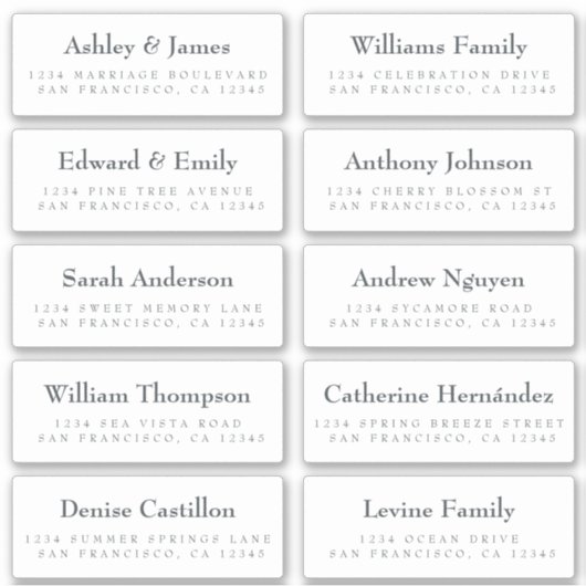 Guest Address Labels: BESTELLUNG AUF 8" oder 6" Aufkleber (Vorderseite)