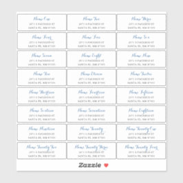 Guest Address Labels mit blauem Skript