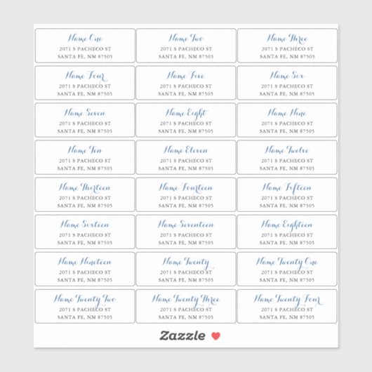 Guest Address Labels mit blauem Skript (Blatt)