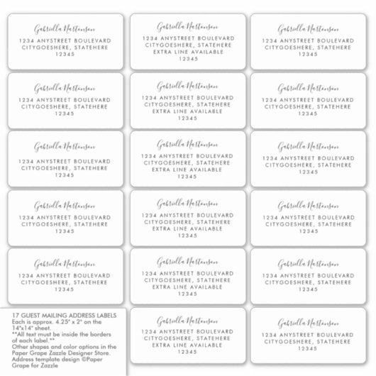 Guest Address Labels Simple Modern Calligraphy (Vorderseite)