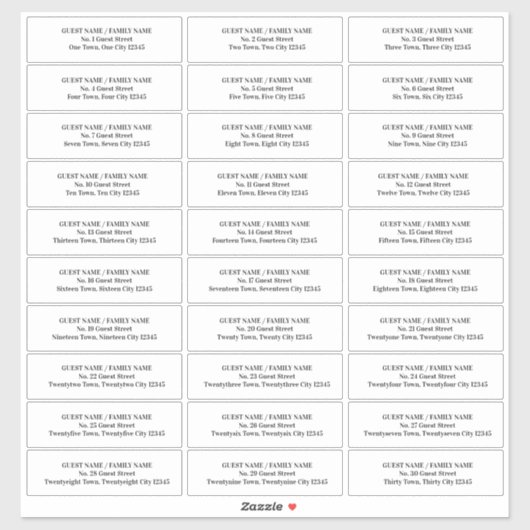 Guest Address Labels Wedding Invitation Envelope (Blatt)