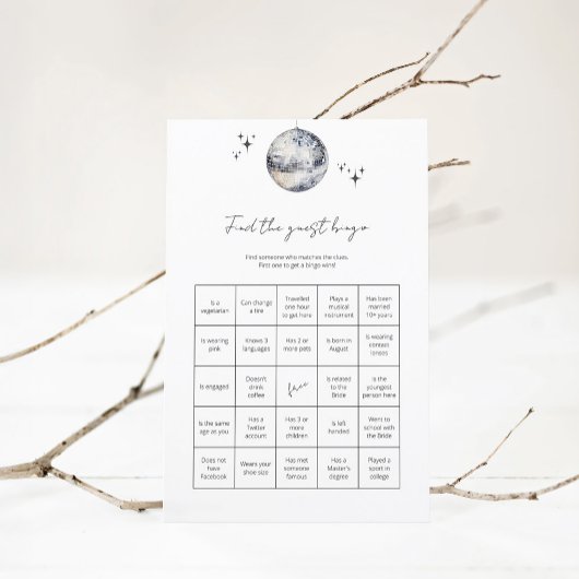 Guest Bingo Disco Ball Brautparty Game