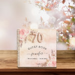 Guest book 70th birthday pampas grass rose gold notizblock<br><div class="desc">For an elegant 70th birthday party. A rose gold,  blush pink rustic faux metallic looking background. Decorated with rose gold,  pink florals,  pampas grass. Personalize and add a name and date.</div>