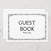 "Guest Book" Art Deco Style Wedding Sign Einladung (Vorne/Hinten)