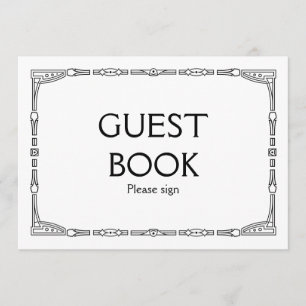 "Guest Book" Art Deco Style Wedding Sign Einladung