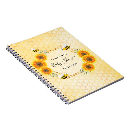 Guest book baby shower bees sunflowers notizblock (Rechte Seite)