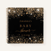 Guest book baby shower black gold glitter name notizblock (Vorderseite)