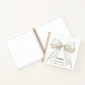 Guest book Baby Shower bow ivory white pearls Notizblock (Innenseite)