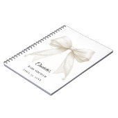 Guest book Baby Shower bow ivory white pearls Notizblock (Linke Seite)