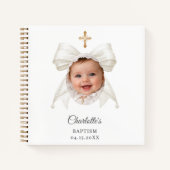 Guest Book Baptism Bow Girl Photo Notizblock (Vorderseite)