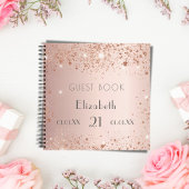 Guest book birthday rose gold glitter monogram notizblock